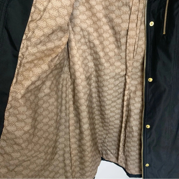 Michael  Kors Black Trench Coat Hooded M - Picture 12 of 12